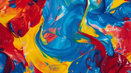 A playful and abstract wash of bright primary colors â€“ blue, red, and yellow â€“ collide and blend, creating a cheerful and energetic backdrop for youthful designs.