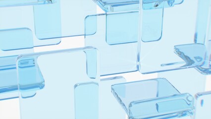 background glass geometric shapes 3d render