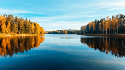 Poster - A beautiful lake with trees in the background