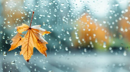 Canvas Print - A leaf is hanging from a window sill