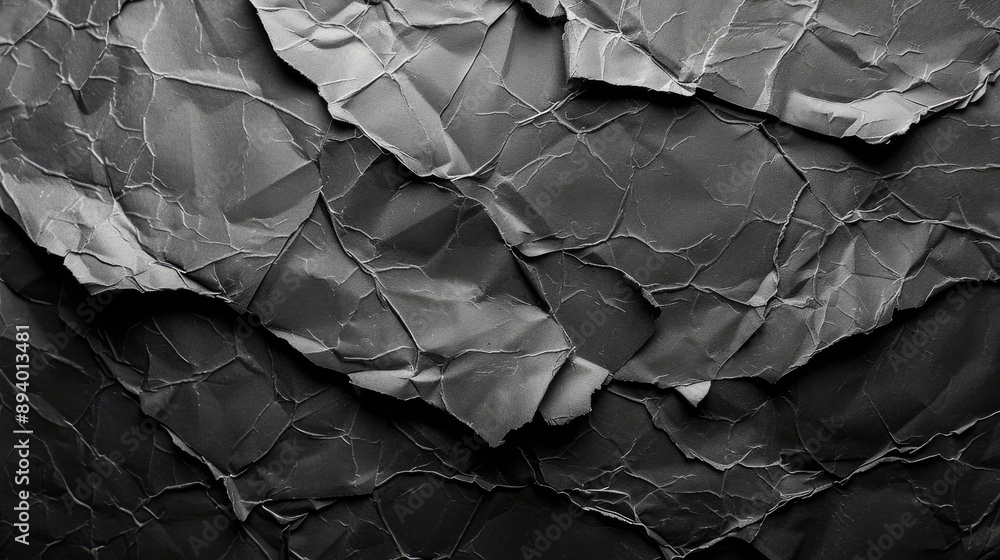 Black and white photo of crumpled paper. This photo can be used as a ...