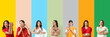 © Pixel-Shot - Set of beautiful Indian women on color background