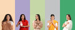 © Pixel-Shot - Set of beautiful Indian women on color background