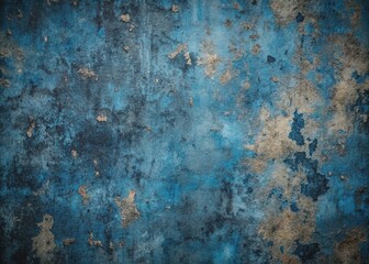 Wall Mural - Rough, toned concrete surface with a painted, aged paper-like texture in dark blue and black hues, perfect for a distressed, vintage-inspired design background.