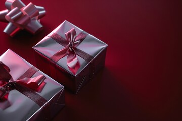 Poster - red gift box with ribbon