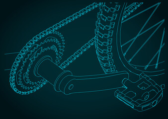 Wall Mural - Bicycle chain, pedal and gears close-up