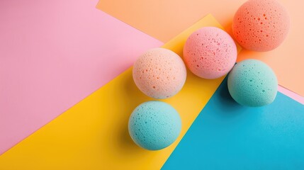 Wall Mural - Makeup sponges on colorful backdrop