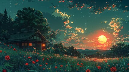 Wall Mural - an illustration of a nighttime sky.