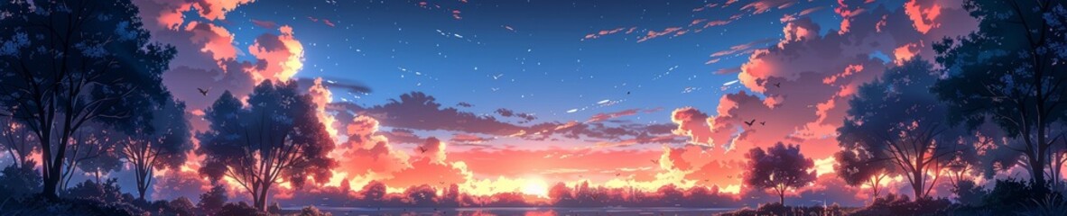 Wall Mural - An illustration of a nighttime sky.