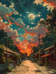 Wall Mural - An illustration of a nighttime sky.