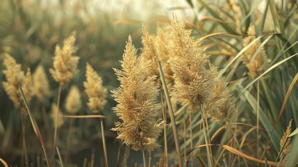 Sticker - Yellow-feathered cylindrical imperata in the reed valley.