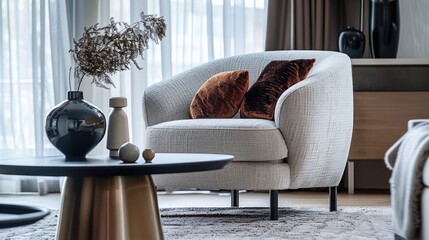 Wall Mural - Living room with armchair and coffee table details