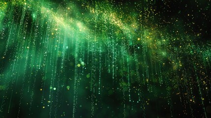 A green digital code background, the matrix style code is flowing down.