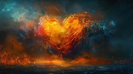 Wall Mural - A heart made of vibrant colors, bursting with energy and intensity.