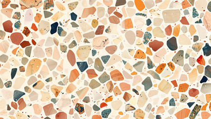 High quality Terrazzo marble flooring seamless texture. Concrete wall with multi colored stones pattern background.