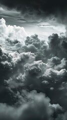 Wall Mural - photo of black and white sky cloud background, bnw sky photo, monochrome cloud background