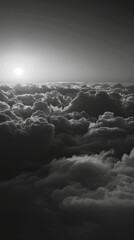 Wall Mural - photo of black and white sky cloud background, bnw sky photo, monochrome cloud background