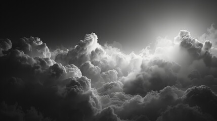 Wall Mural - photo of black and white sky cloud background, bnw sky photo, monochrome cloud background