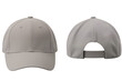 © Stock - Realm - front and back view of a Grey baseball cap PNG mockup isolated on a white and transparent background - baseball headwear cut-out