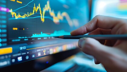 Poster - Hand Pointing at Stock Market Data on a Computer Screen