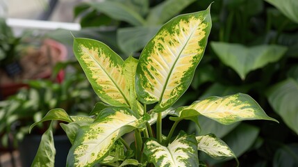 Wall Mural - Dieffenbachia's allure lies in its crown shape and varied leaf colors