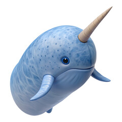 Wall Mural - narwhal icon soft blue color in plastic 3d style