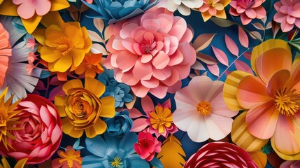 Canvas Print - Vibrant floral paper backdrop in a charming design