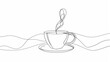 © Studios - Coffee cup continuous line sketch tea icon cafe sketch drink single art outline mug logo food Doodle cup line abstract background breakfast steam morning coffee design symbol Vector illustration