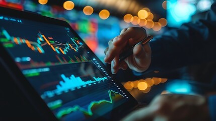 Aufkleber - Financial Charts On A Tablet