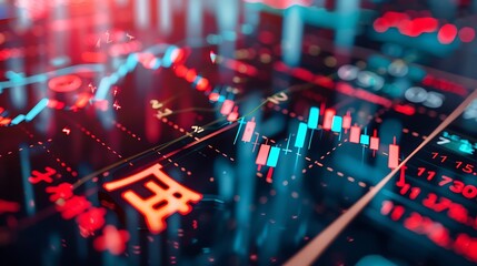Poster - Financial Stock Market Chart on Screen