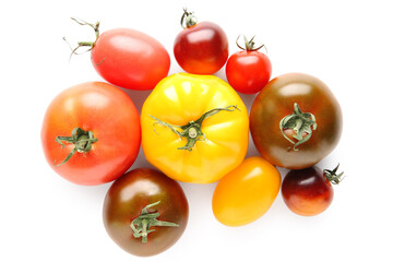 Poster - Different fresh tomatoes on white background