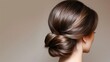 © pinporn manosri - Elegant chignon hairstyle for women with smooth, twisted hair at the nape of the neck, perfect for formal events and weddings