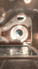 Wall Mural - interstellar haven immerse yourself in tranquility space station seamless looping overlay