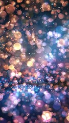 Wall Mural - blurred bokeh light on dark blue background christmas concept seamless looping overlay 4k virtual vi