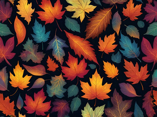 Wall Mural - abstract glowing Autumn multicolored pattern of beautiful leaves