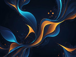 Wall Mural - abstract glowing digital illustration of abstract shapes dark blue background