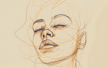 Abstract Portrait of a Woman with Eyes Closed