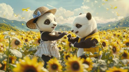 Poster - panda in the field