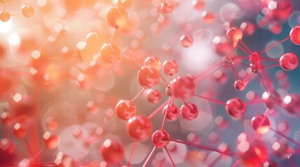 Wall Mural - abstract molecular structure background with connected atoms, medical and scientific research concep