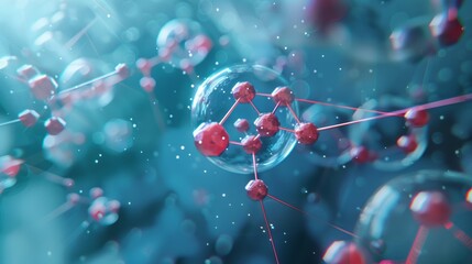 Wall Mural - abstract molecular structure background with connected atoms, medical and scientific research concep
