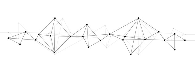 Fototapete - Polygonal network connect lines and dots background template. Technology data transfer server global system graphic vector.	
