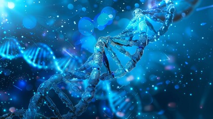 Wall Mural - innovative genetic science research background featuring dna strands, molecular patterns, and chromo