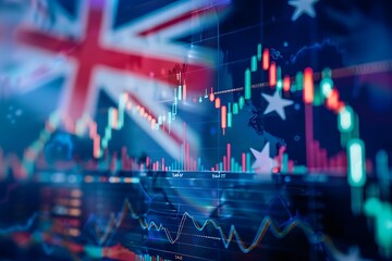 Leinwandbilder - Australian Stock Market Data and Flag