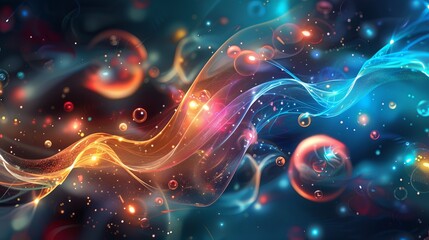 Wall Mural - abstract science background featuring intricate molecular structures and dynamic particle effects on