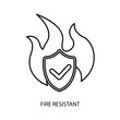 © rohmad - fire resistant concept line icon. Simple element illustration.fire resistant concept outline symbol design.