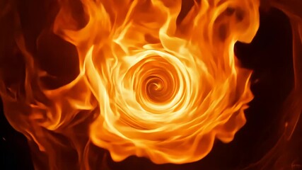 Wall Mural - extreme close-up: swirling fiery vortex intensifies against dark backdrop. zooming out reveals cosmi