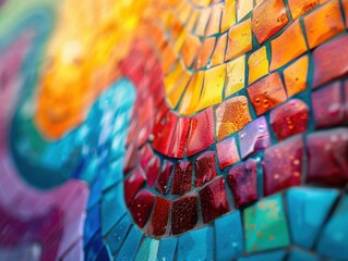 Poster - A close-up of a colorful mosaic. AI.