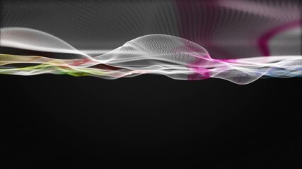 Wall Mural - Fantastic video animation with particle wave object in slow motion and space for text, 4096x2304 loop 4K