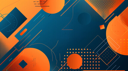 Sticker - Abstract orange and blue design template with minimalistic geometric shapes and a high-tech feel