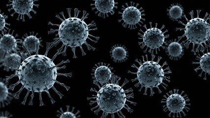 small single white virus concept image in black backgr background